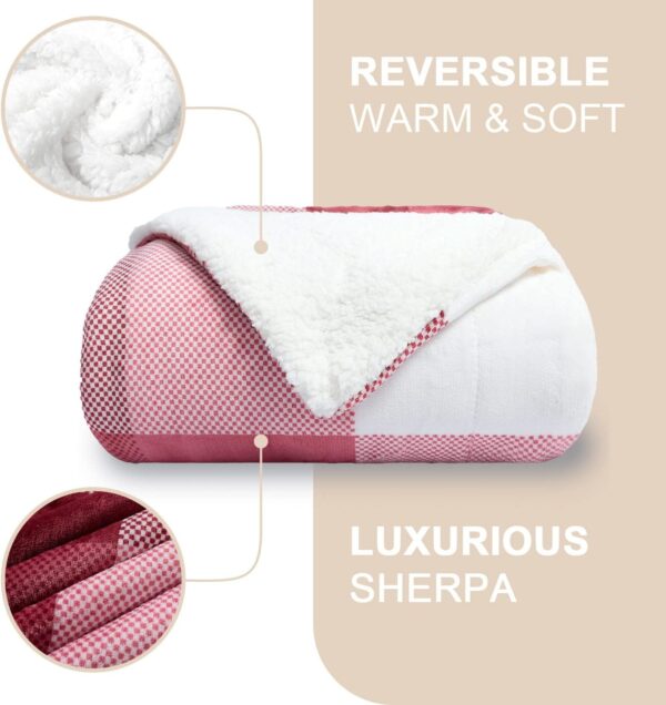 Reversible Sherpa Checkered Plaid Blanket