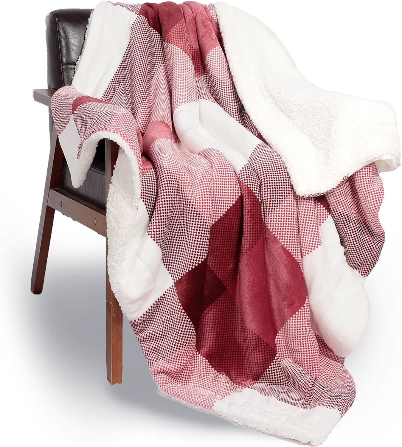 Reversible Sherpa Checkered Plaid Blanket