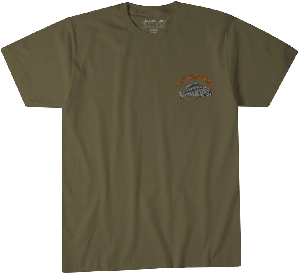 Fishworks Camo Bass Short Sleeve Tee Shirt