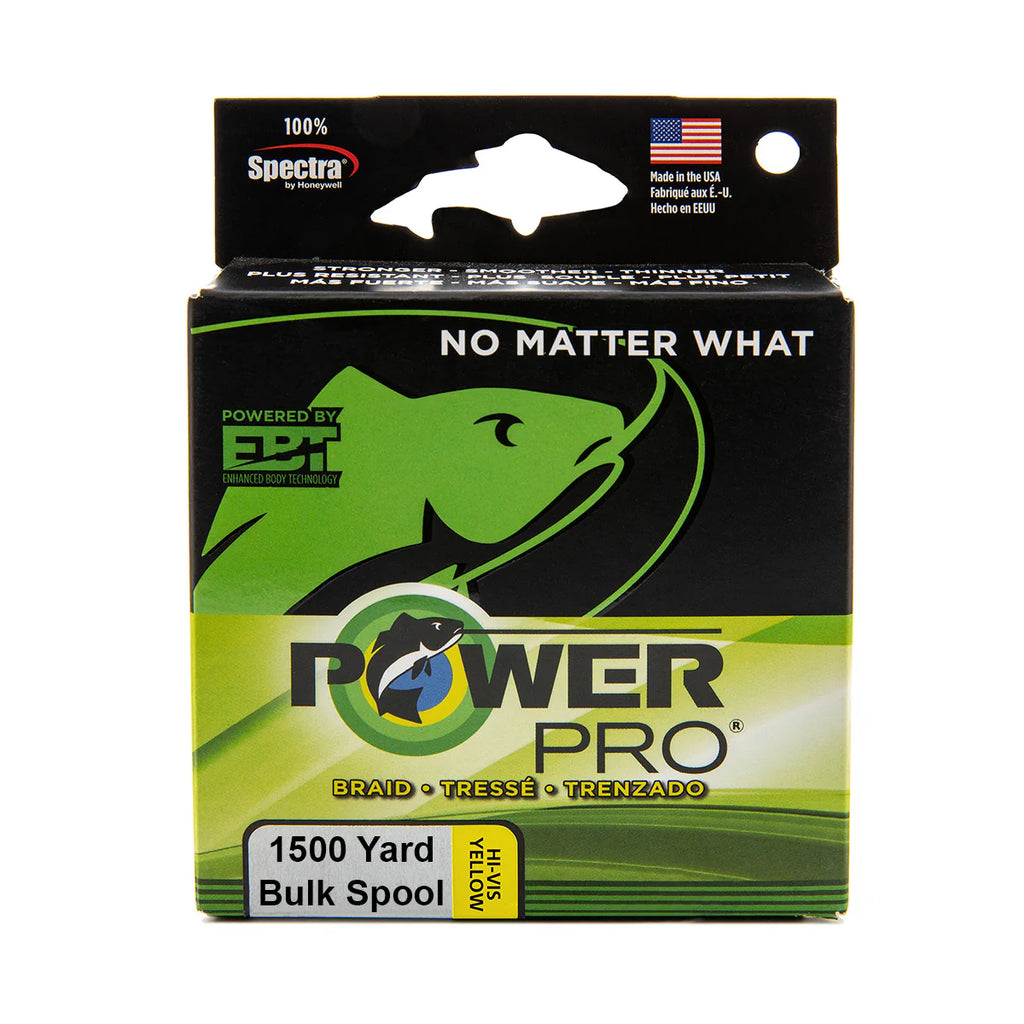 Power Pro Spectra Hi-Vis Yellow Braided Line 1500 yard Bulk Spool