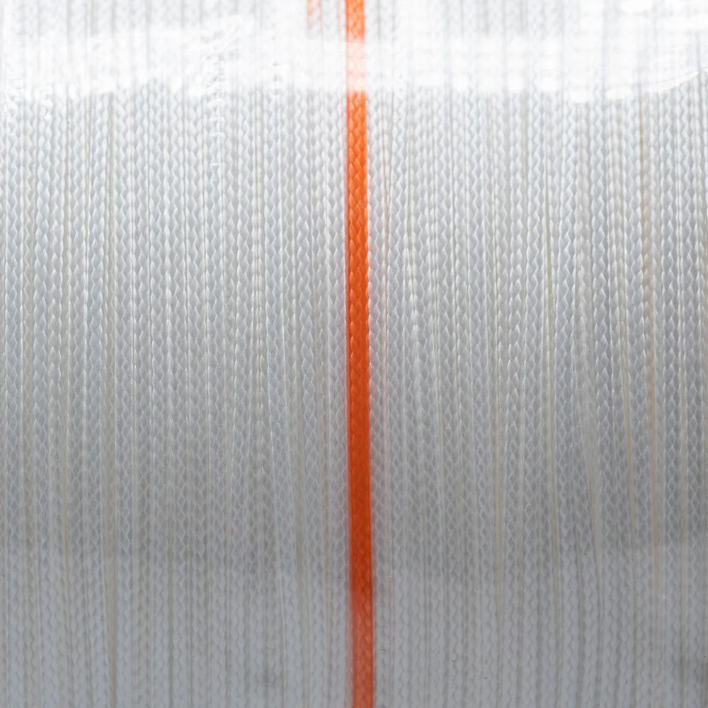 Phenix Feather 16X Hollow Braid Bulk Spools - White w/Orange & Green Markings